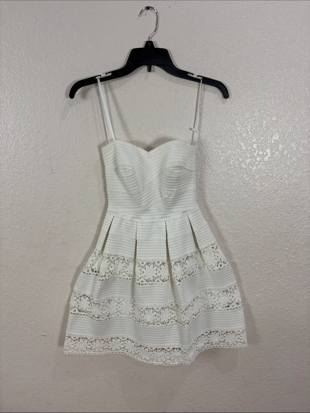B.DARLIN ,Size 1-2,White Lace-Trim Fit & Flare Dress